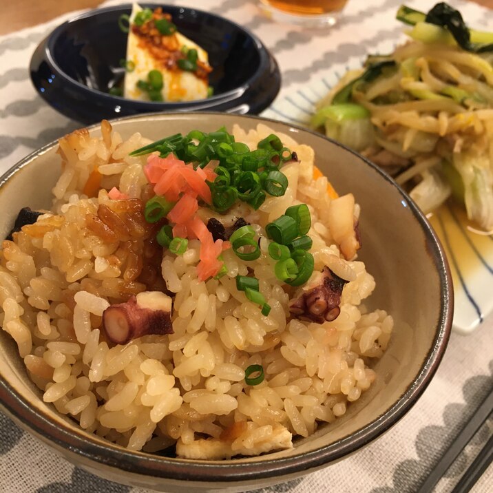 たこ焼きの余ったタコで＊炊飯器タコ飯